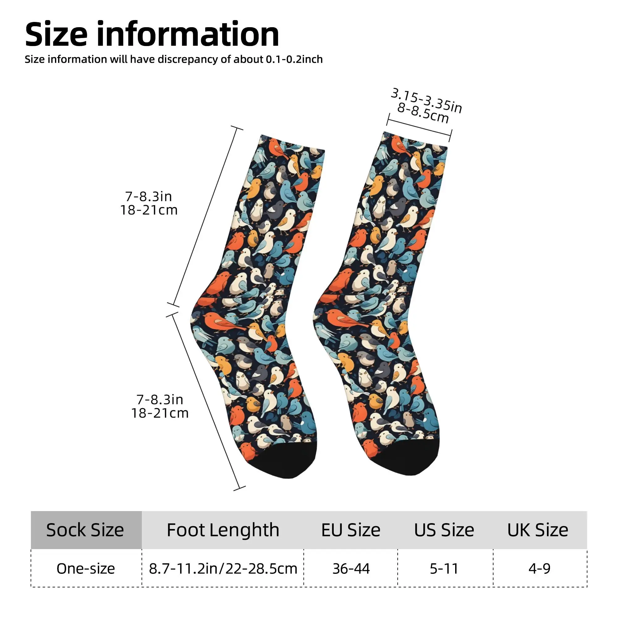 1pc Cute Bird Printed Men's Socks  Novelty Hip Hop Harajuku Pattern Crew Sock Casual Gift