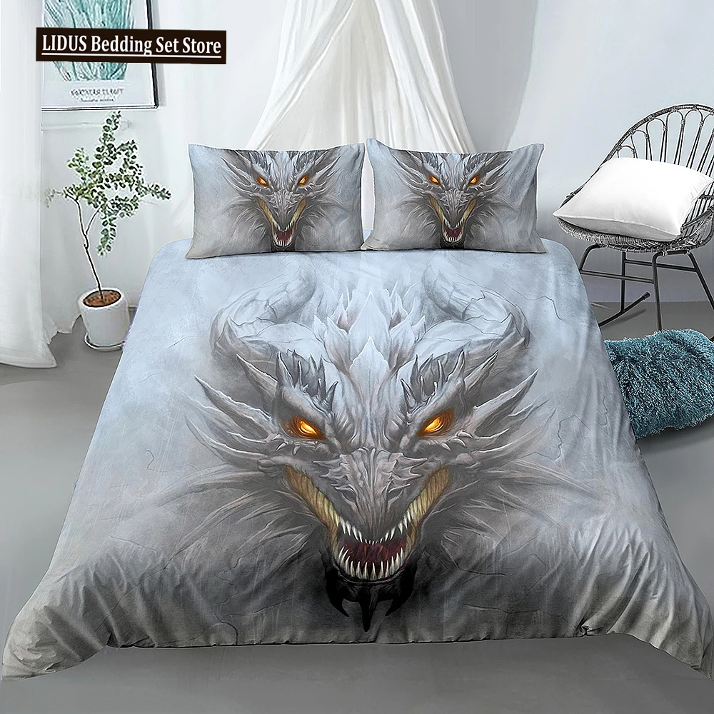 

Dragon Head 3D Duvet Cover Set For Bedroom Decor Dragon Bedding Sets King Queen Size Bed Set Home Textiles Bedclothes 2/3pcs