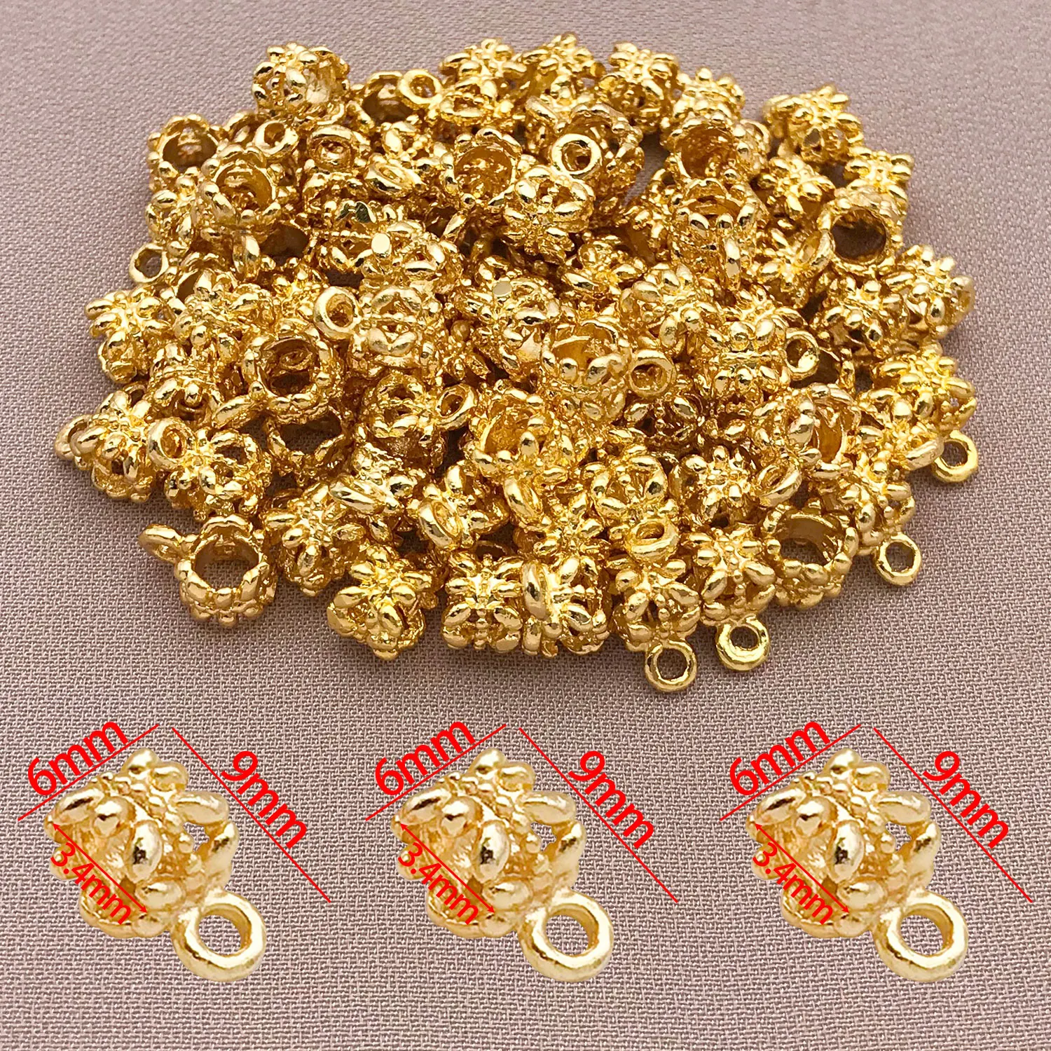 18K Copper Plated Three-Way Connector for DIY Jewellery Making