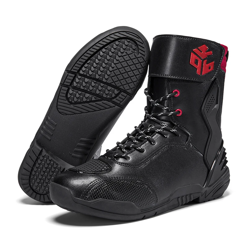 

Protective Boots Leather Motorcycle New Rubber Men's Non-slip Motorcycle Boots Waterproof Off-road Mountain Racing Shoes