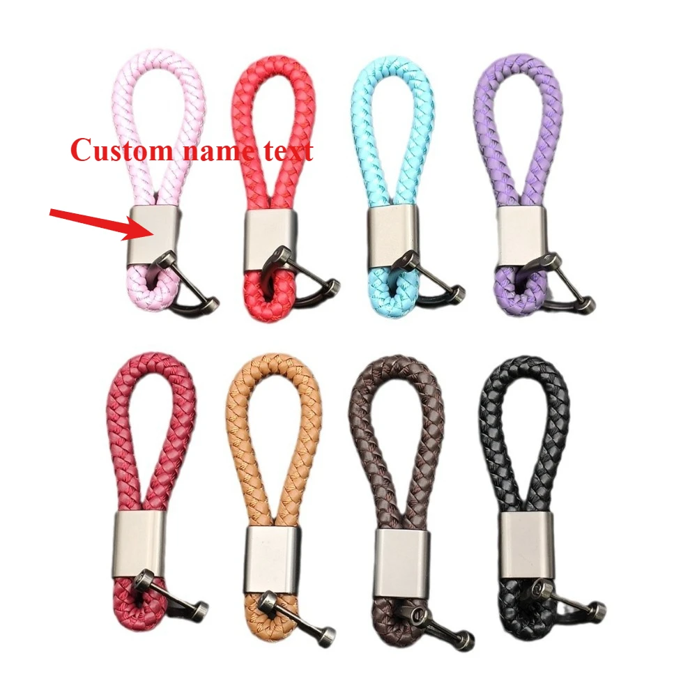 

Car Keychain Couple Metal Handmade Woven Leather Rope Hanging Decoration Car Simple Car Carry On For Men Or Women