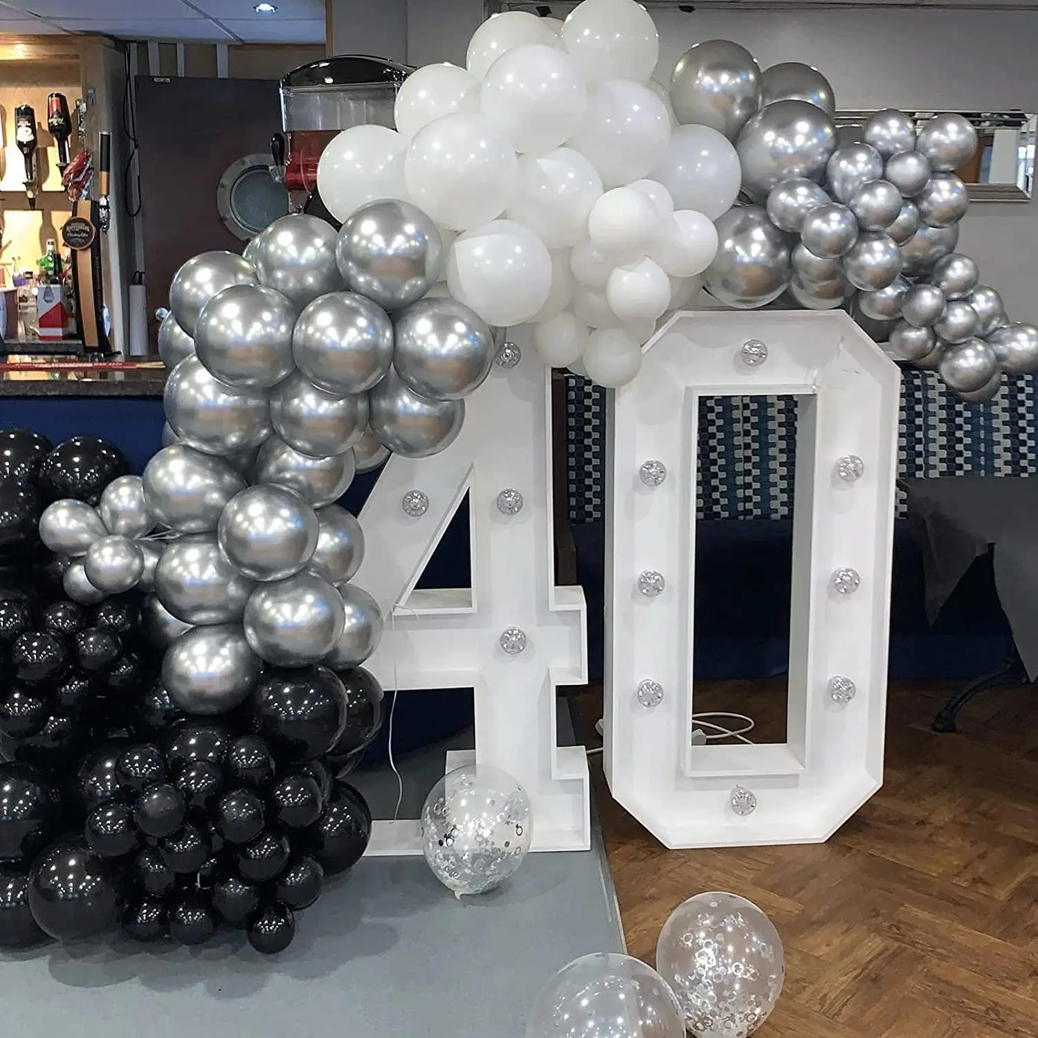 Black White Silver Balloon Garland Kit for Graduation Birthday Wedding Birthday New Year Celebrate Baby Shower Party Decorations