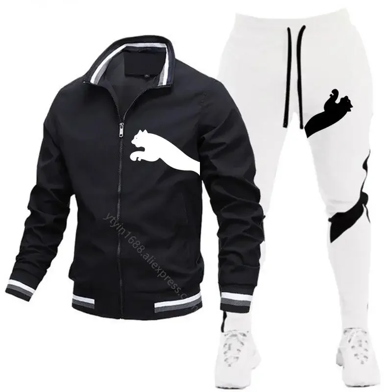 

Men's Sets 2024 New Sweatshirt+sweatpants Zipper Stand Neck Jacket Spliced Pants Baseball Jogging Designer Clothes Men Tracksuit