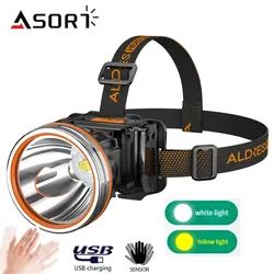 New Powerful LED Headlamp Type-C Rechargeable Headlight Fishing Outdoor Camping Head Lamp Built in 4000mAh Li-Battery Flashlight