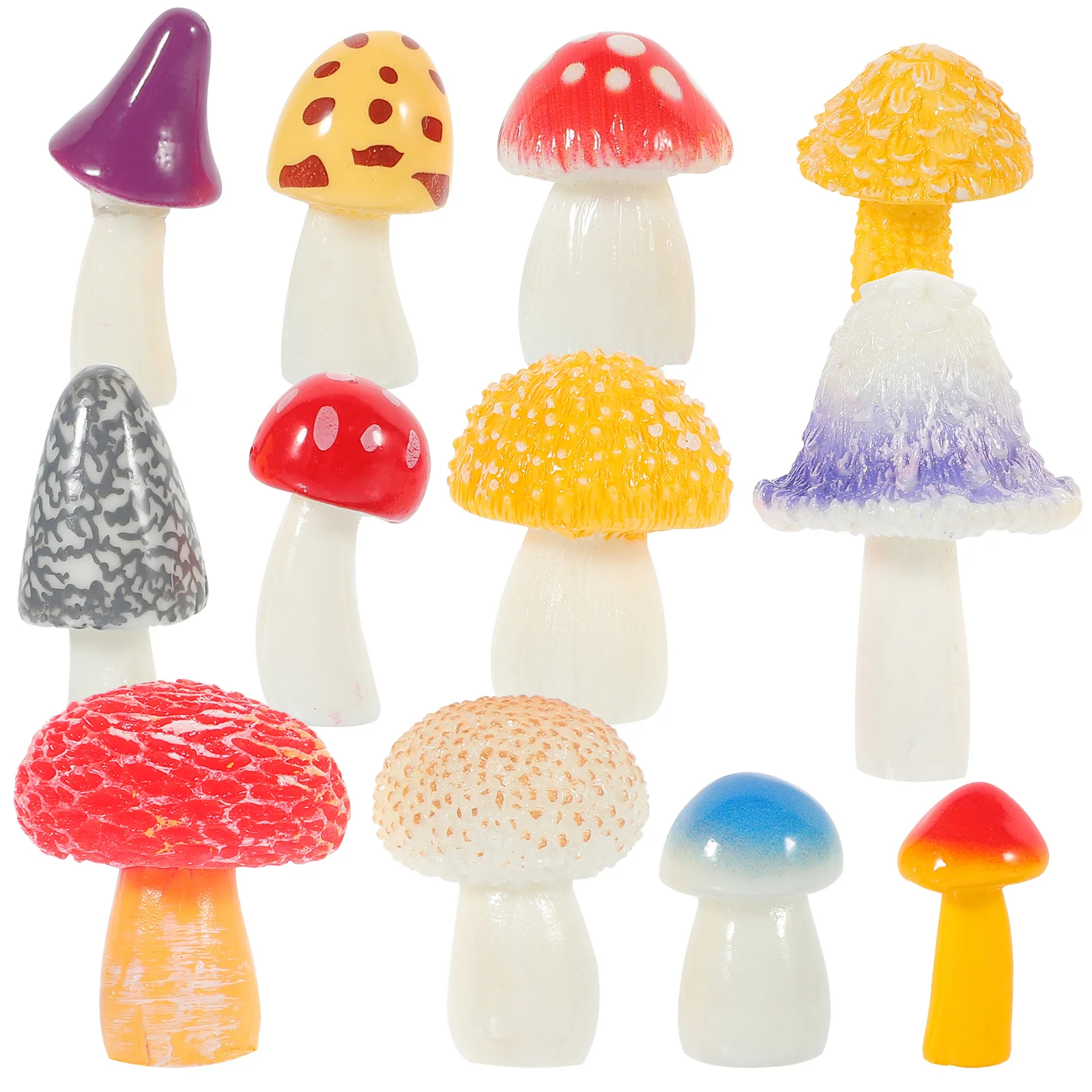 12 Pcs Micro Landscape Mushroom Toadstool Decor Plants Statue Moss Small Items for Shelf Book House Decorations Home