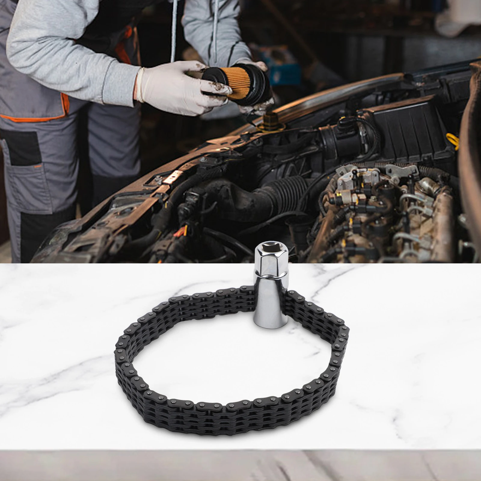 Chain Type Wrench Heavy Duty Auto Tool 1 2inch Socket Driver Adapter Robust Steel Construction Precision Fit And Protection