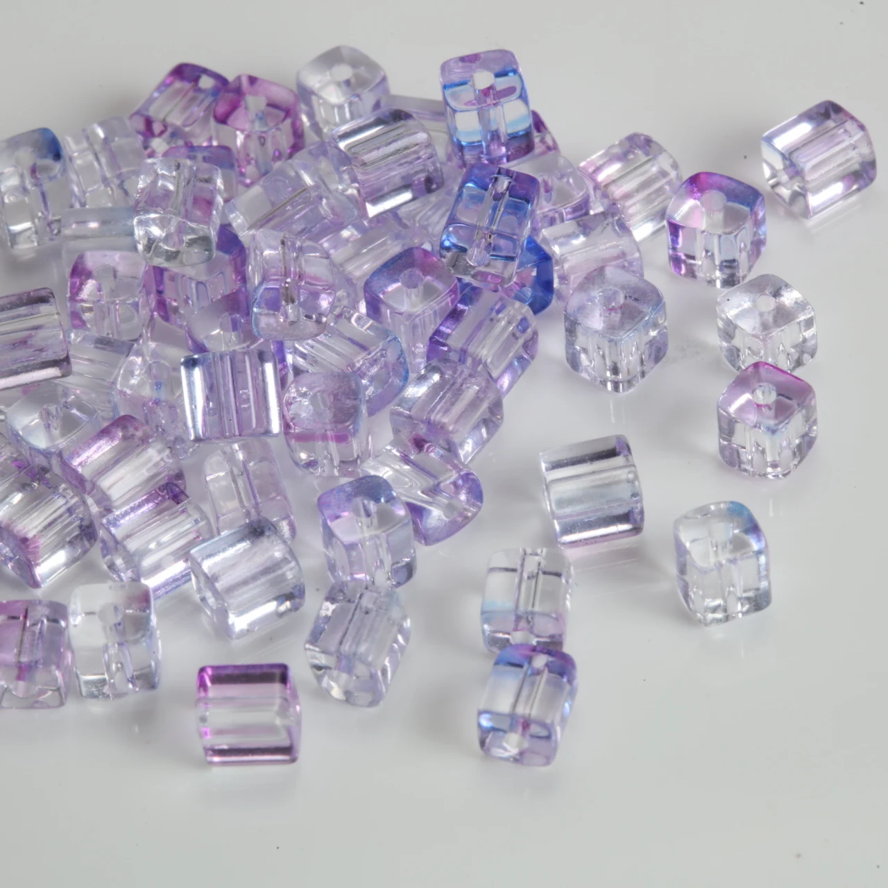 4mm Grape Purple Square Glass Beads Through Hole Beads Spacer Beads For Bracelet Necklace Earring Jewelry Making Accessories
