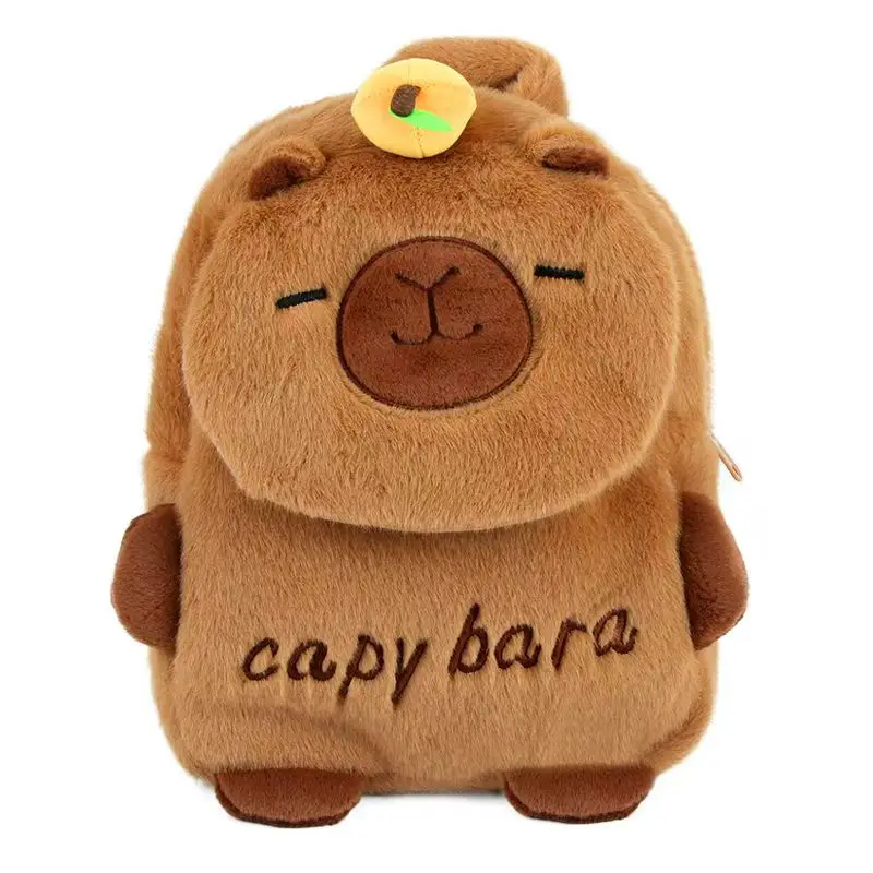 Kawaii Capybara Plüsch Rucksack Große Kapazität Capybara Schultasche Cartoon Orange Tier Umhängetasche Paar Rucksack Tasche Geschenk