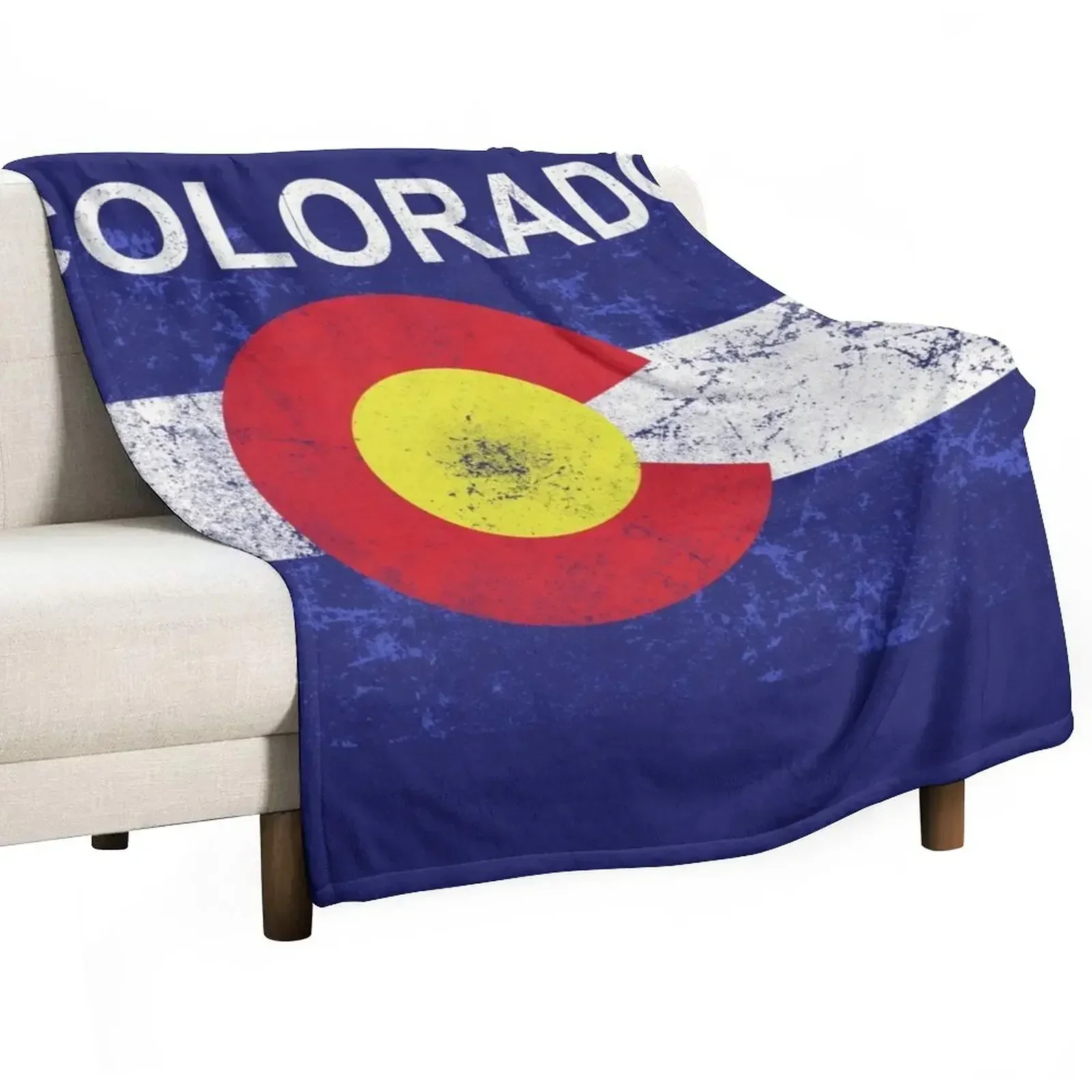 colorado flag vintage Throw Blanket Flannels Beach Moving Sofa Luxury Designer Thermals For Travel Blankets