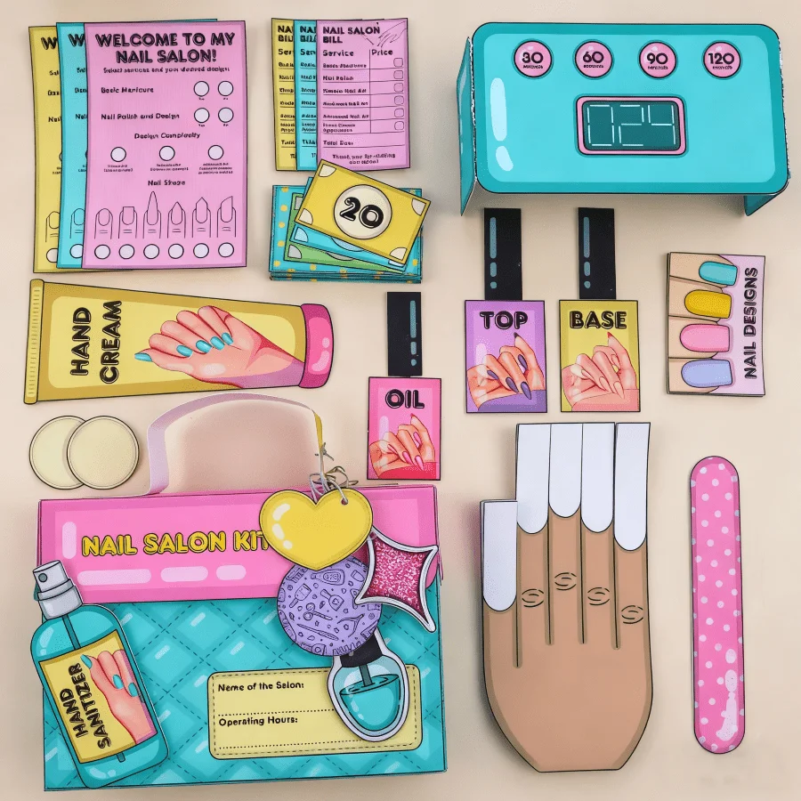 DIY Nail Salon Sticker Simulation House Scrapbook Set DIY Quiet Book Material Pack Non finished Products Need to be Hand Cut to