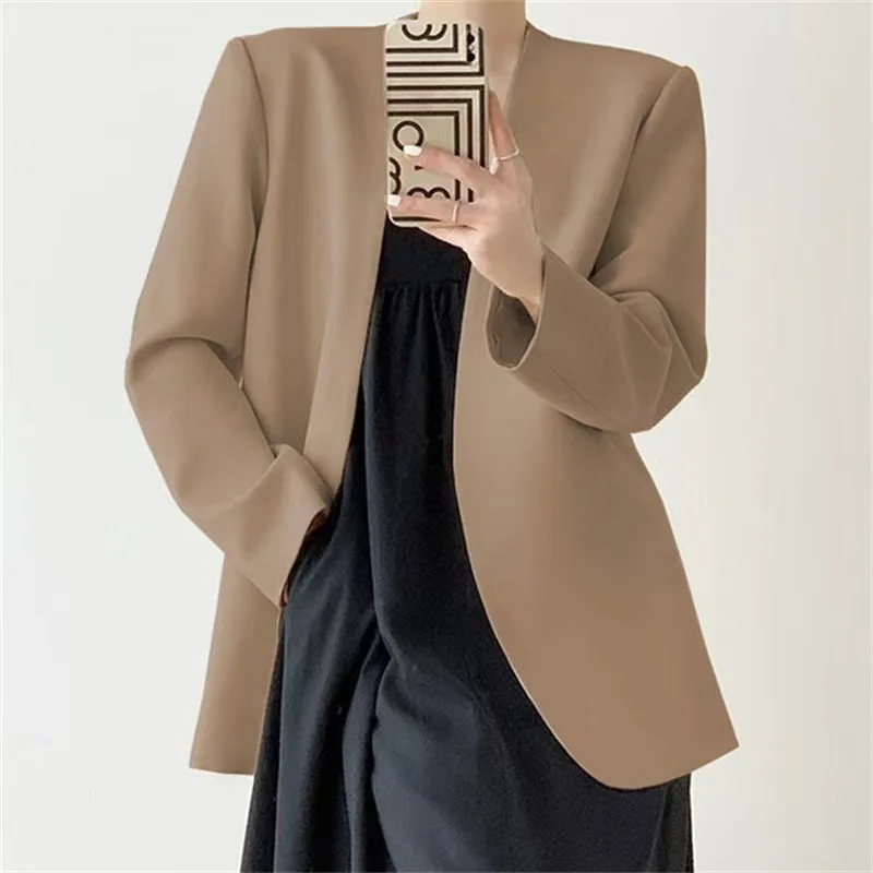 HKSH Autunno Nuove Donne Blazer di Colore Solido Manica Lunga Stile Semplice Elegante Moda High Street Tide Chic Office Lady Cappotto HK10215