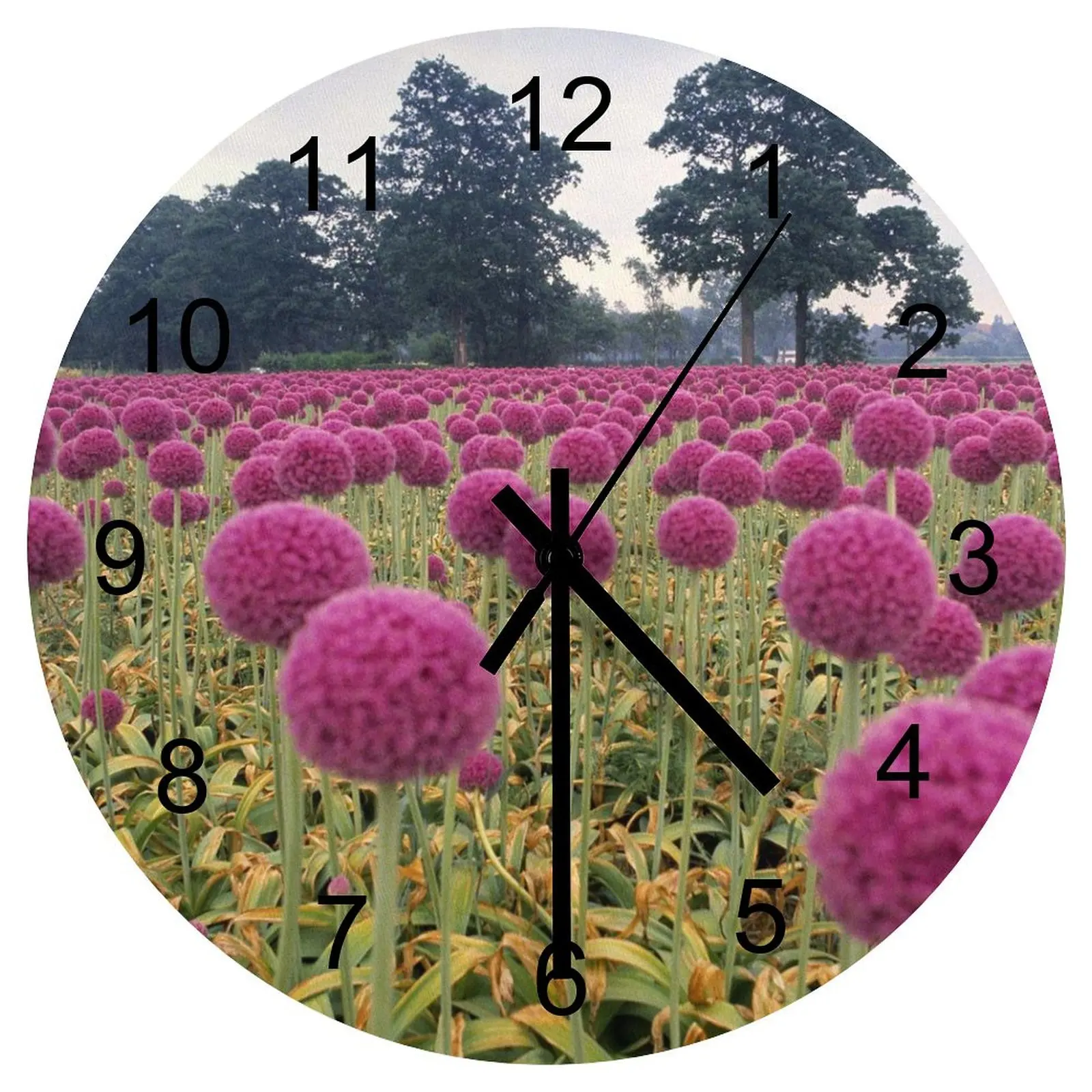 

Bedroom Wall Clock Traditional Flowers Nature Clocks 12 inch Silent Wooden Round Durable Geometric