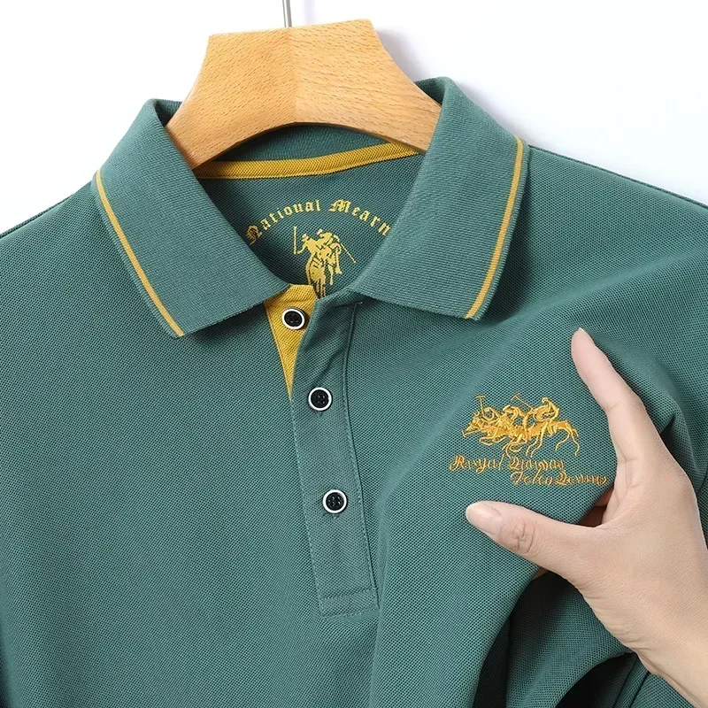 Spring and Autumn New Men\'s Style Classic Collar Embroidery Fashion Casual Long Sleeve T-shirt Polo Shirt