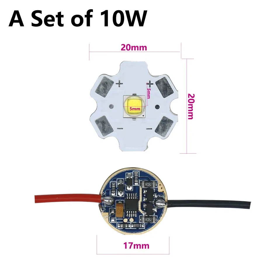 Ein Set LED-Taschenlampen-Zubehör 18W 10W 5W 3W Leistungsstarke LED und Treiber für Abenteuer-Camping im Freien Kaltweiß 10000K – Detail 3