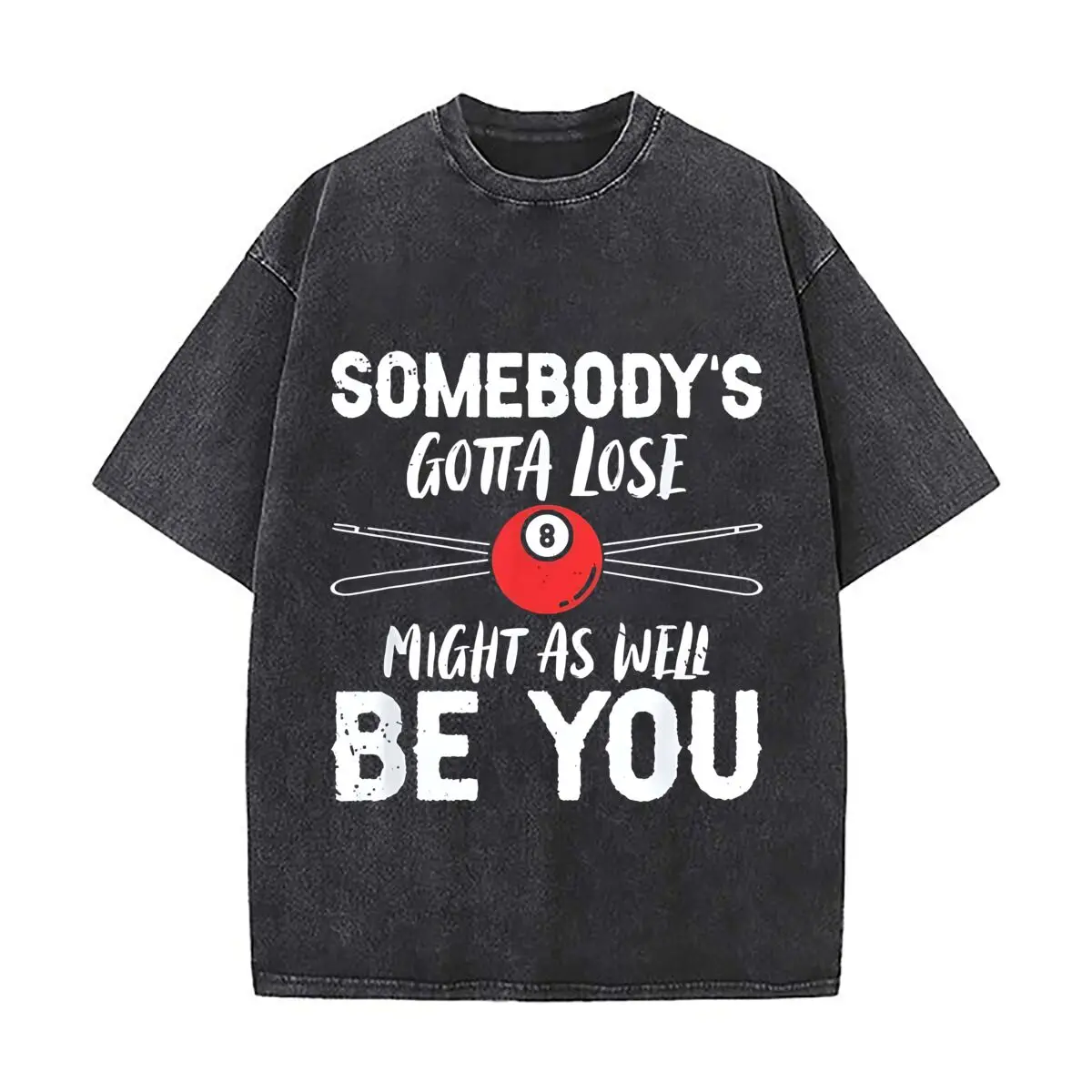 Billiards 8 Ball Slogan Vintage Distressed Loose Streetwear Tops for Campus Days