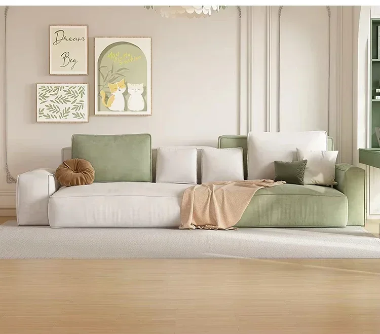 X-S  Living Room Home Modern Simple Tofu Block Cat Scratch Cloth Sofa Cream Style Fabric Sofa HG