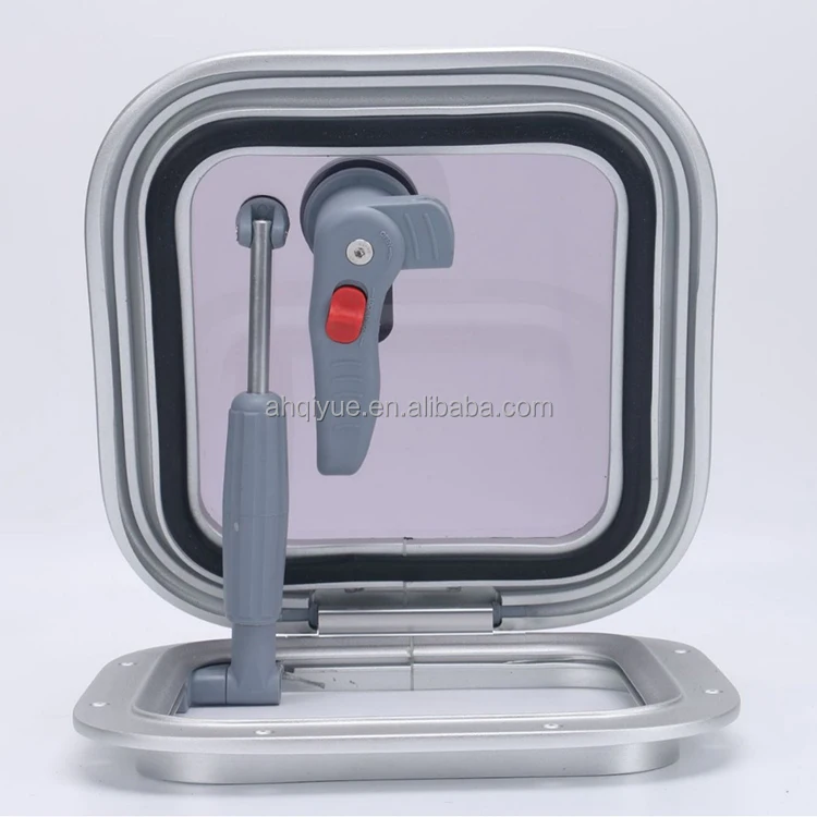 

Boat Hatch Window 260x260mm Grey Push Out Porthole Skylights with Stainless Steel Support Rod for Yachts RVs