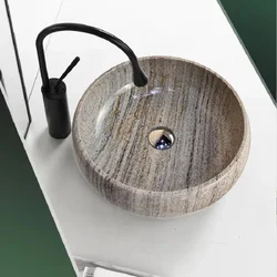 Natural crystal wood grain outdoor wash basin, light luxury marble integrated on stage basin, artistic wash basin