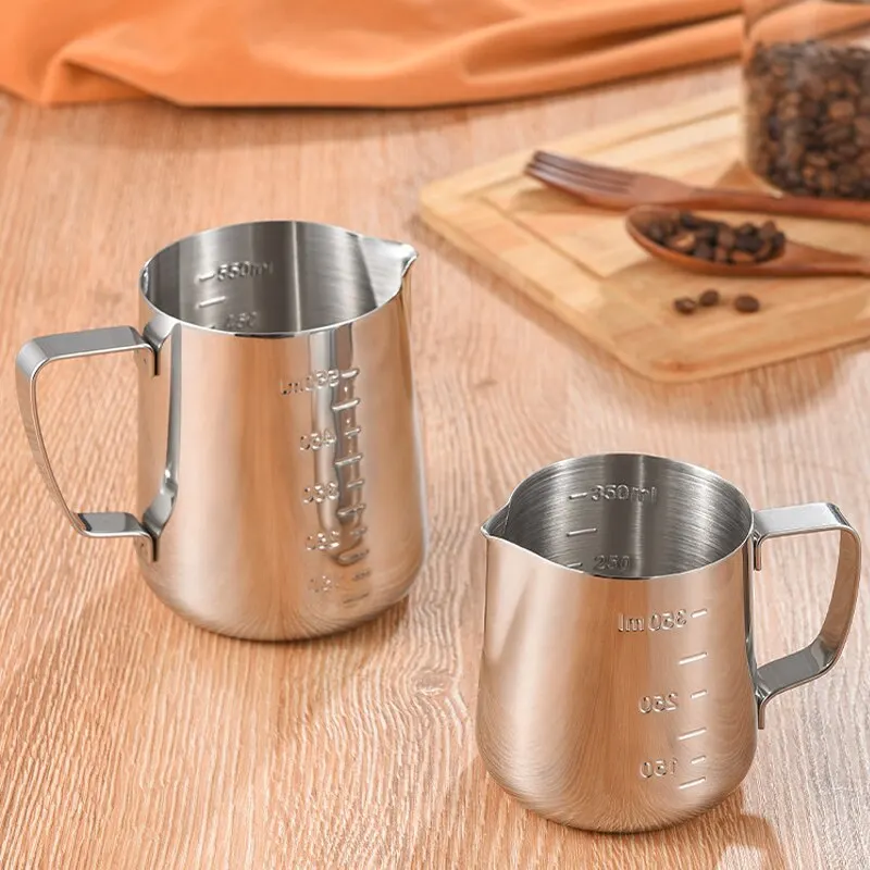 Stainless Steel Milk Frothing Jug Silver Frother Coffee Latte Container Metal Pitcher Barista Cup