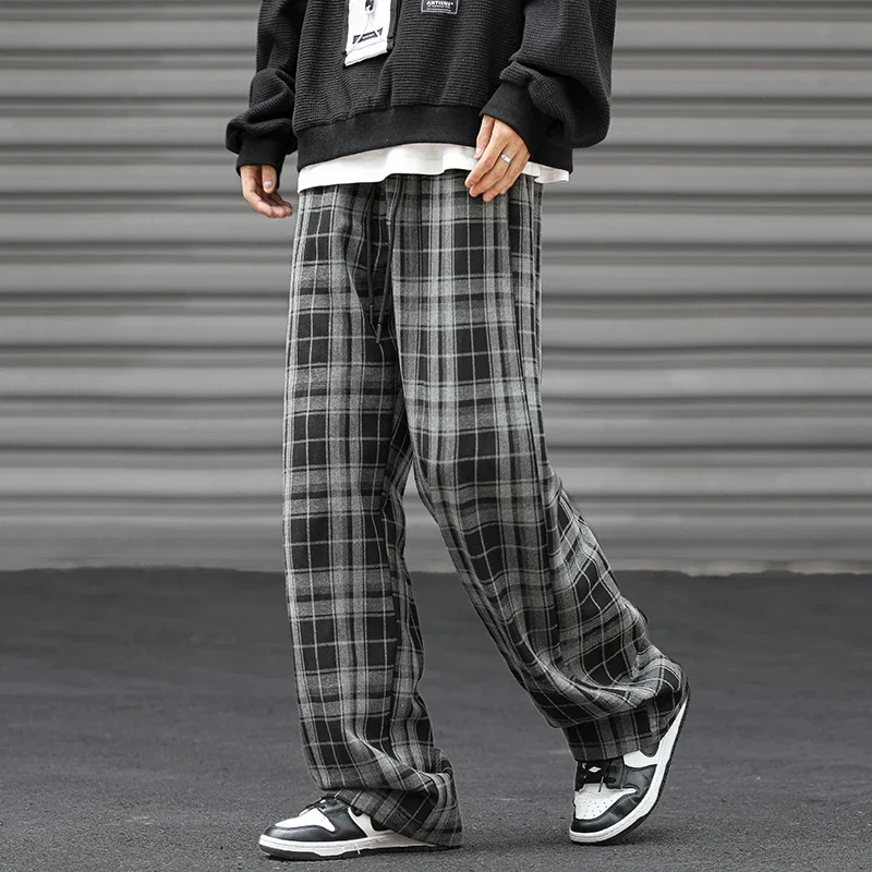 

Baggy Pants Sweatpants High Quality Brand Streetwear Plaid Men's Clothing 2024 New Wide Straight