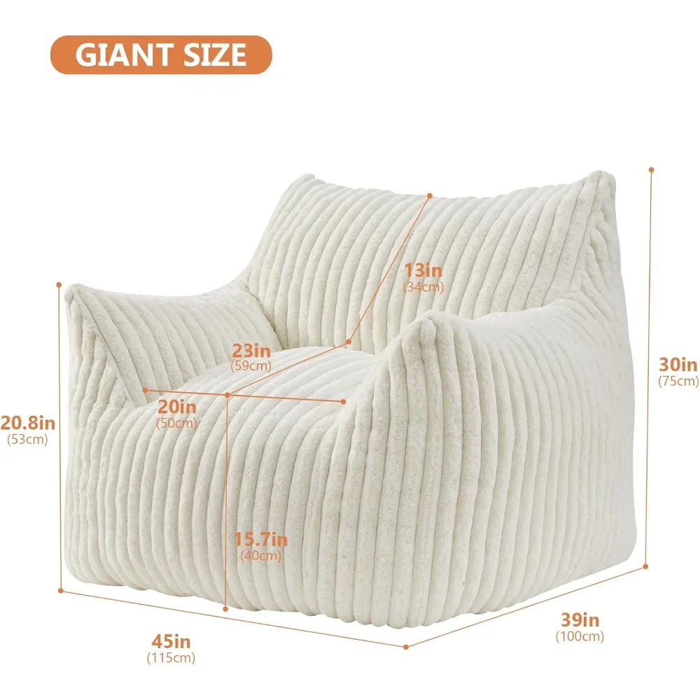 Bean Bag Chairs for Adults with Filling Plush Fluffy Bean Bag Chairs for Teens with Armrests Comfy BeanBag Lazy Couch Sofa Chair