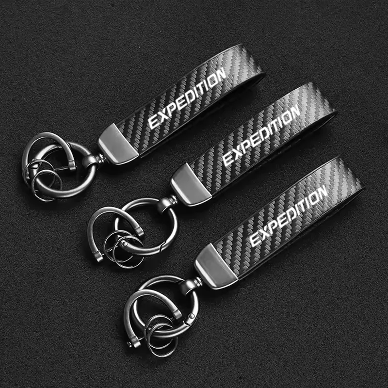 Carbon fiber Leather Car Keyring for Ford Expedition EcoSport 2013-2017 2020 2021 Exquisite Anti-lost Car Keychain