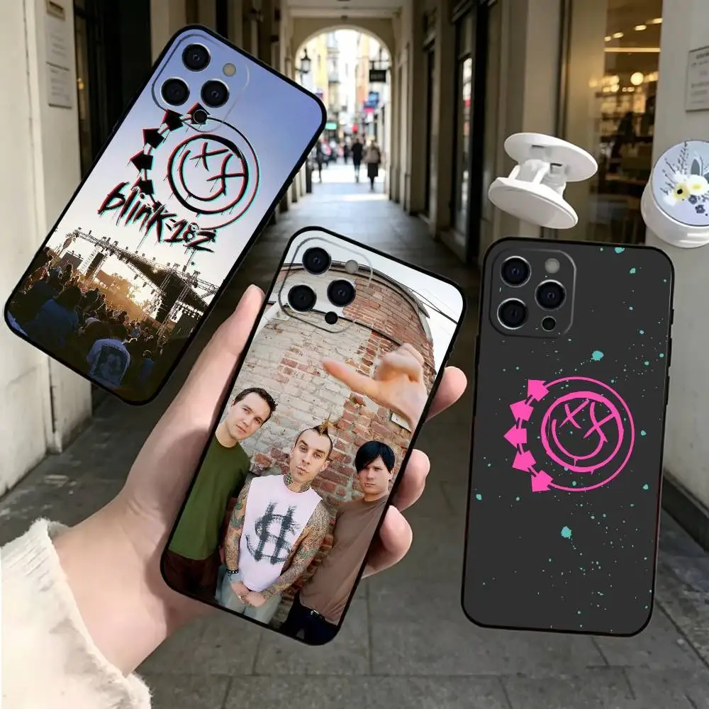 Punk B-Blink-182 Band  Phone Case For iPhone 17,16,15,14,13,12,11 Plus,Pro Max,XS,Soft Silicone Black Cover