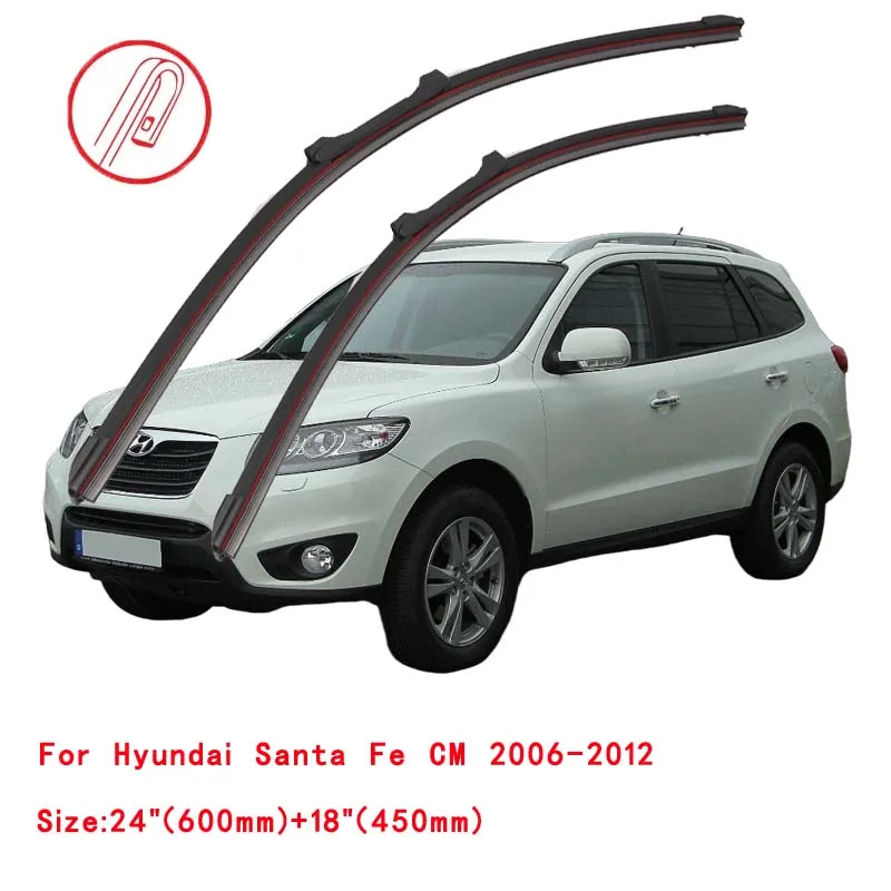 Limpiaparabrisas de goma doble para coche, hoja limpiaparabrisas para Hyundai Santa Fe, CM, DM, TM Classic, 2000, 2006, 2008, 2010, 2012, 2016,