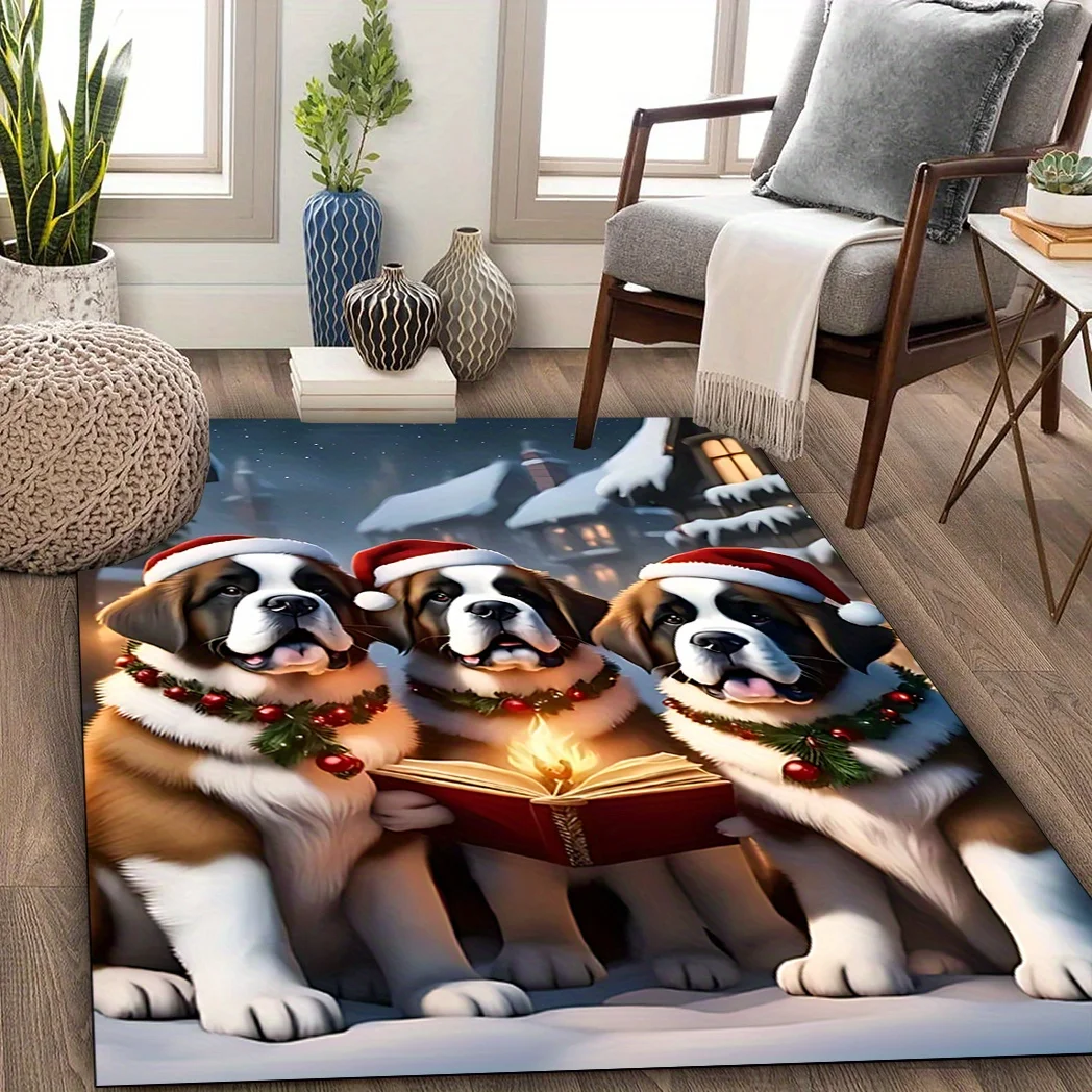 1pc-christmas-saint-bernard-dog-pattern-area-rug-easy-to-clean-versatile-holiday-home-decor-perfect-for-living-room-bedroom