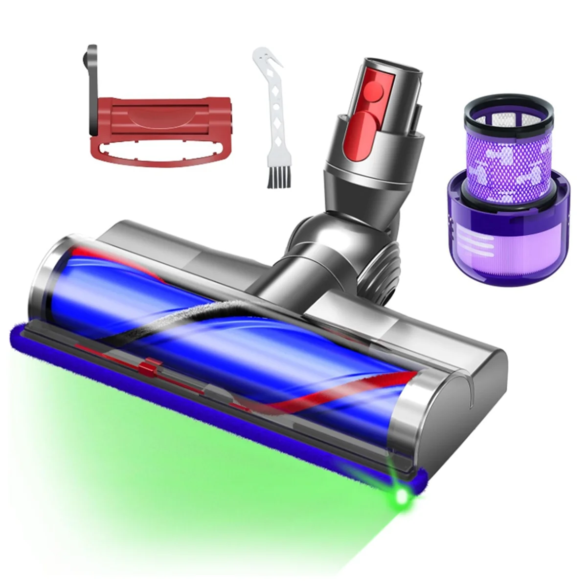 Acessórios de vácuo da ferramenta do assoalho da turbina da cabeça com detecção de poeira para peças de limpadores sem fio do ciclone de dyson v11 com filtros