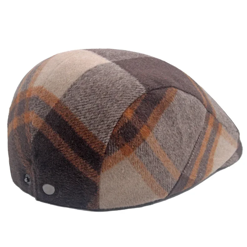 Men\'s and Women\'s Classic Plaid Beret Warm Octagonal Cap Casual Street Painter Hat Retro Newsboy Cap Hundred with Forward Cap