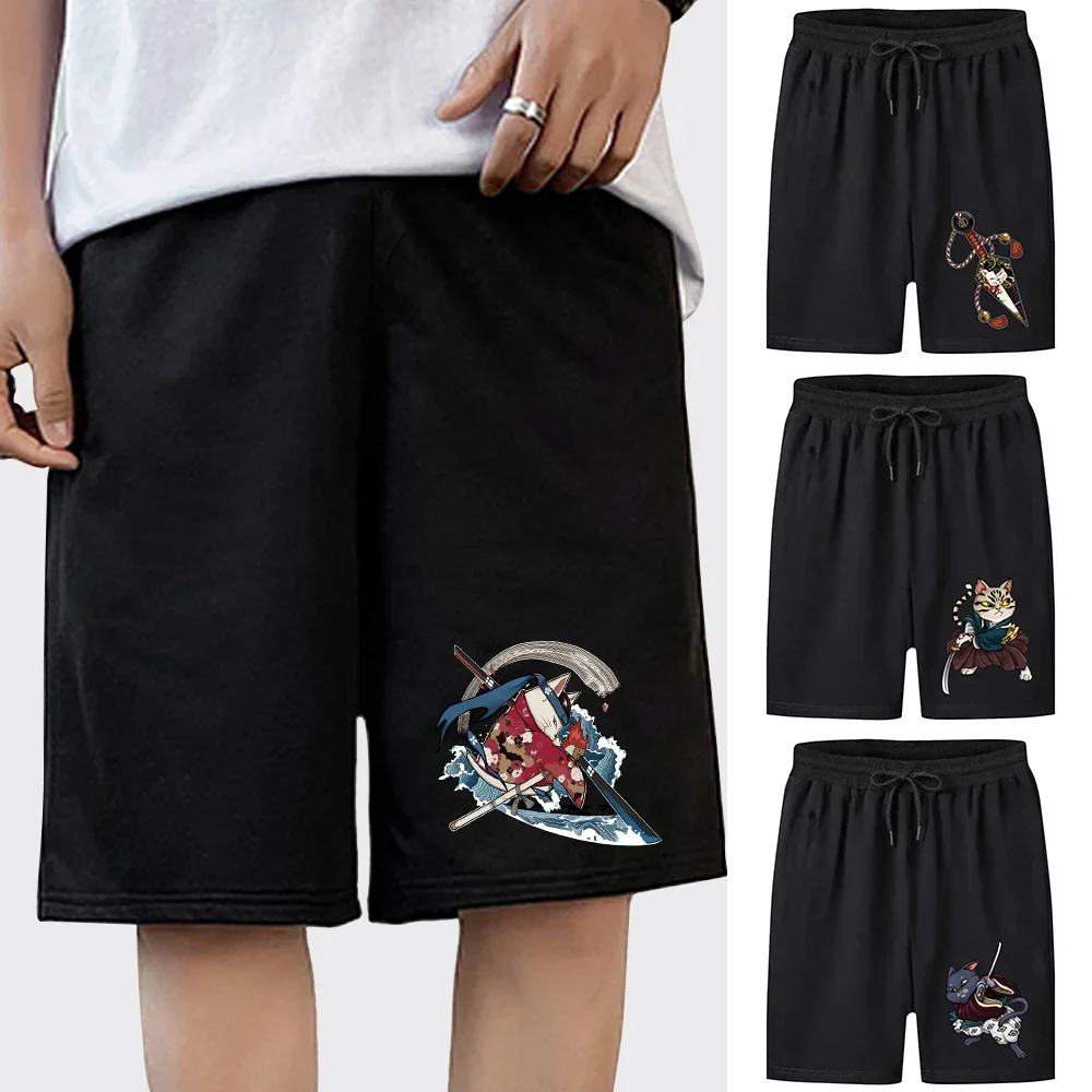 

2022 New Running Shorts Fashion Breathable Workout Sports Pants Loose Casual Men Fitness Summer Beach Shorts Samurai Pattern