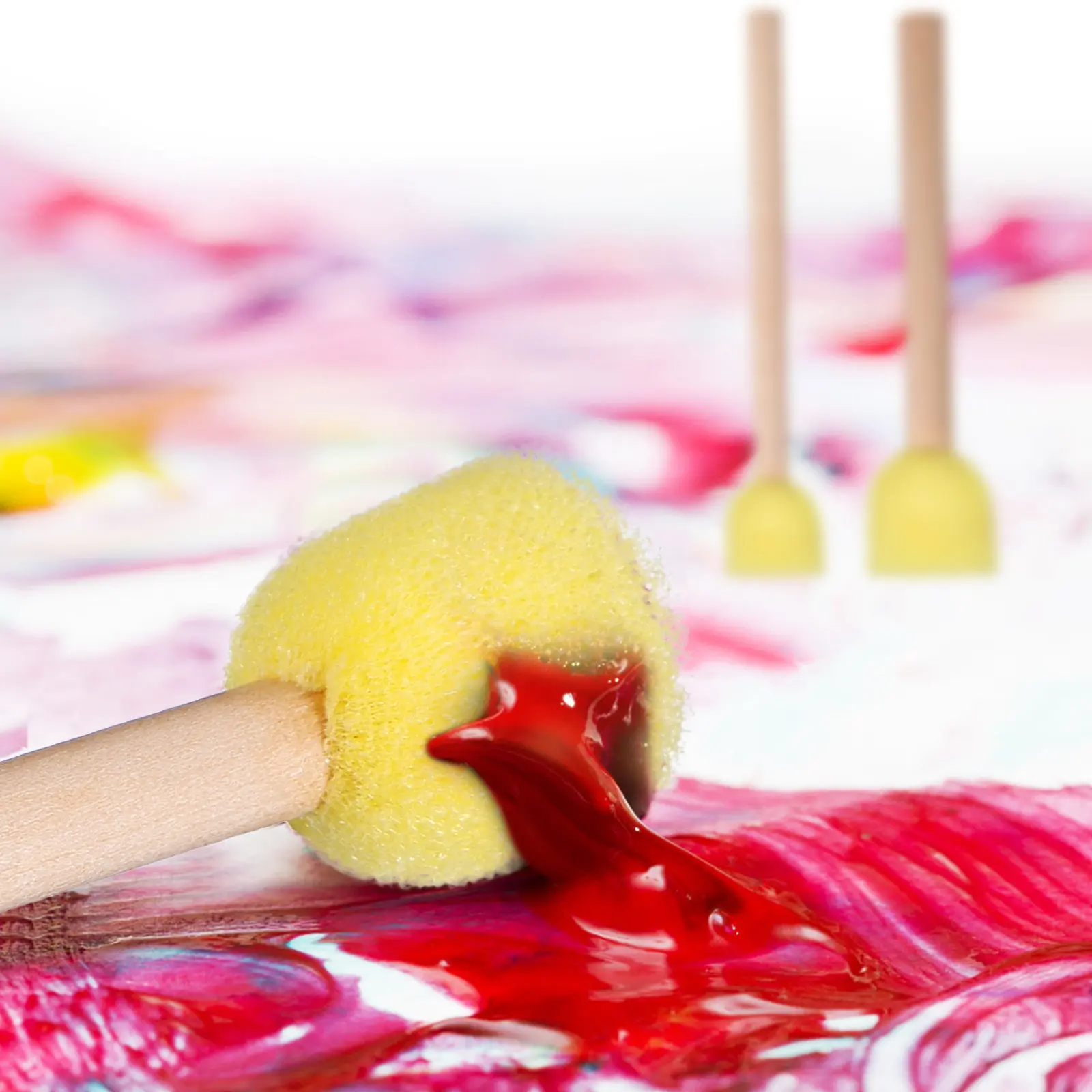 20Pcs Graffiti Tools Foam Sponge Paint Brush Set DIY Round Paint Sponges for Painting Crafts Art Sponge Brush Flat Sponges