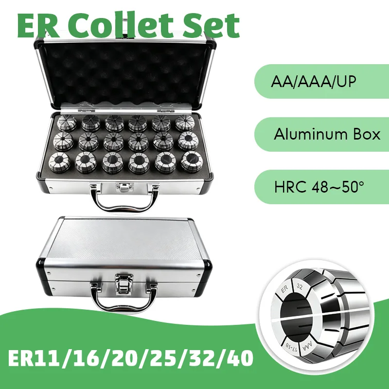 High Precision ER Collet Set, UP Grade 0.003mm Spring Collet Chuck For CNC Milling Lathe Tool Holder ER11 ER16 ER20 ER25 ER32 ER