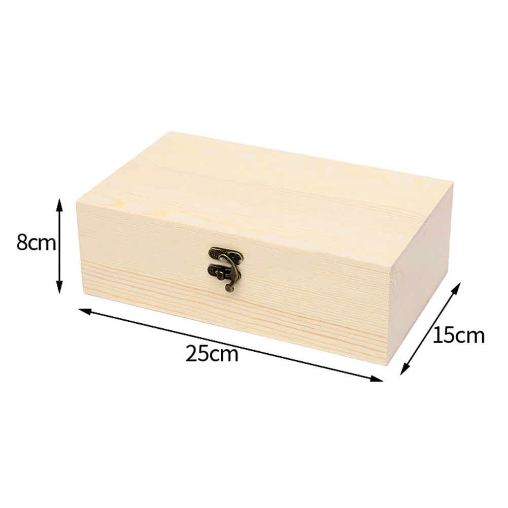 Wooden Storage Box Jewelry Box DIY Hand Decoration Party Supplies Pine Wood S/M/L Storage Wooden Box