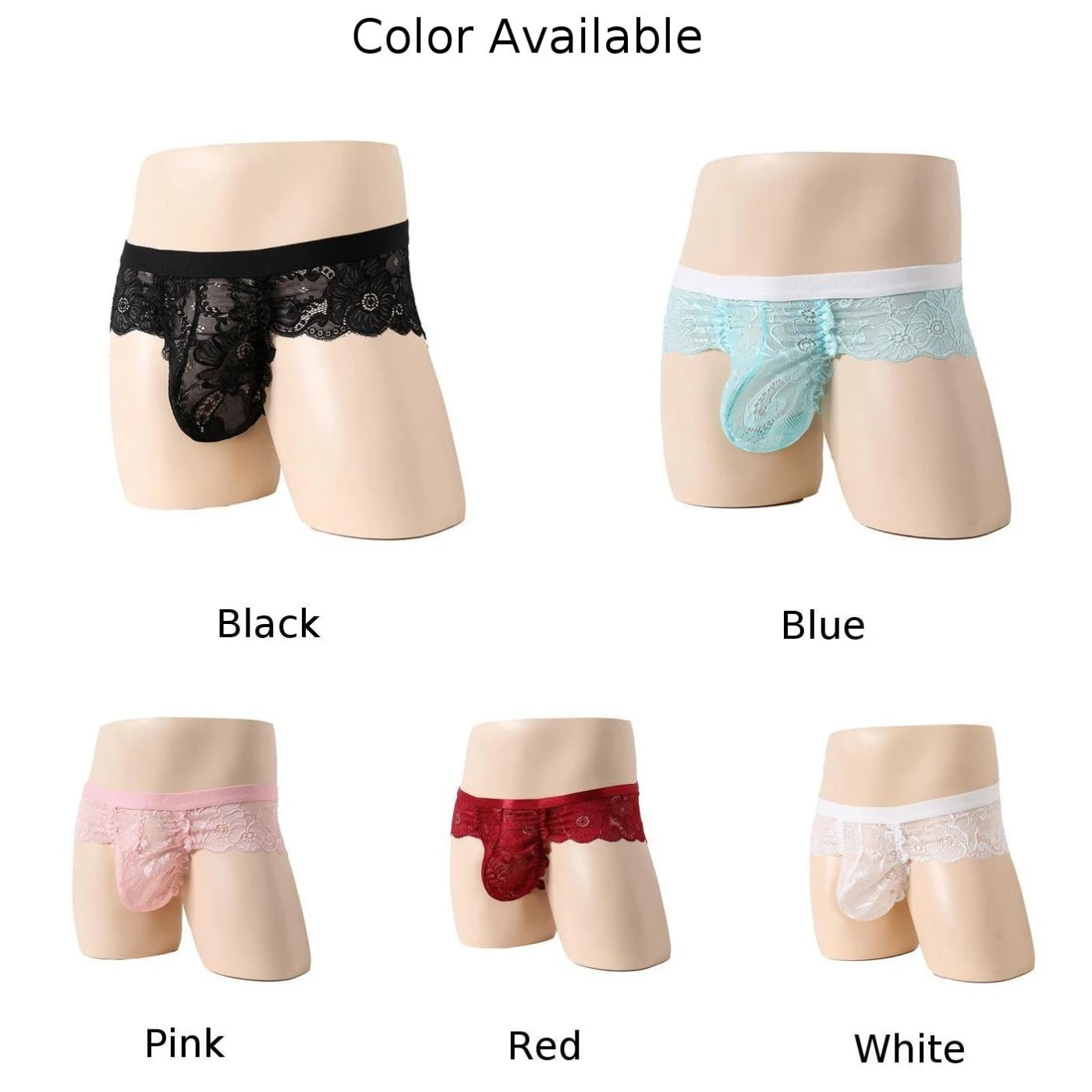 Sexy Mens Low Waist Underpants Thin Sheer Underwear See Through Briefs Gay Lace Thong Cock Pouch Panties Sissy Erotic Lingerie