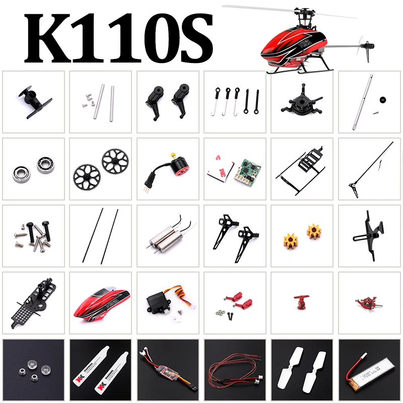 WLtoys K110S Original Parts Blade Motor Connector Servo Bearing Battery Gear Landing Gear Blade Clutch Cross Plate Screw