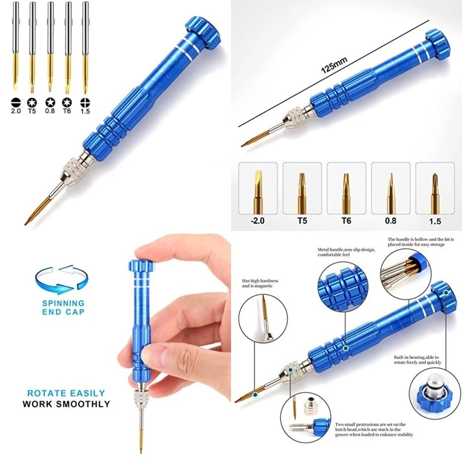 Small Screwdriver Watch Glasses Mini Set, Micro Precision Tiny Screwdriver Set Small Screwdriver Set for Electronics Eyeglass (blue)
