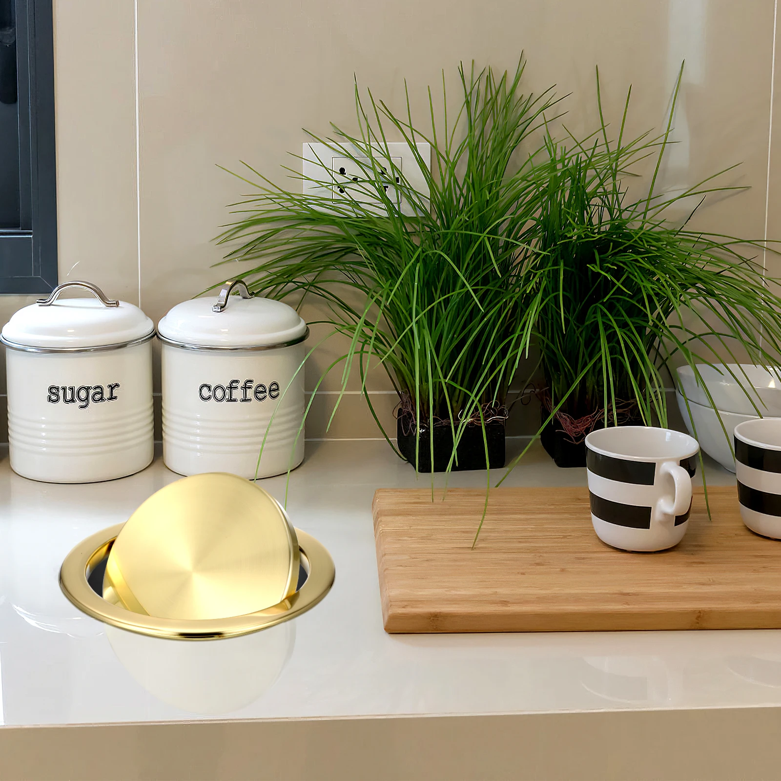 

Embedded Type Stainless Steel Recessed Trash Bin Lid Swing Cover Scratch Resistant Rustproof Flush Trash Can Lid for Home