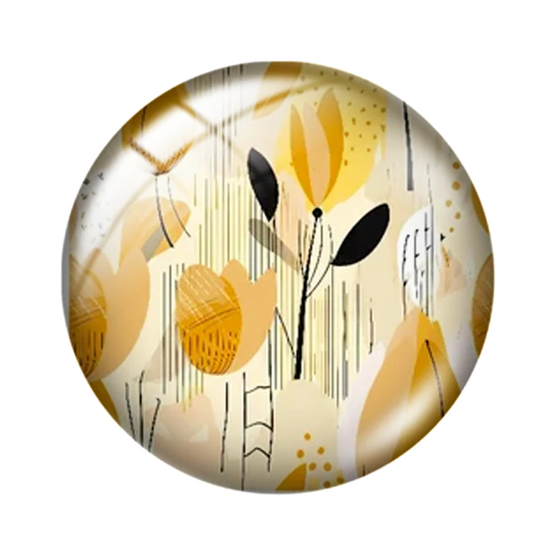 Ilustración de tulipán amarillo, cabujón redondo de vidrio de 10 piezas, 12mm/16mm/18mm, para hacer fotos