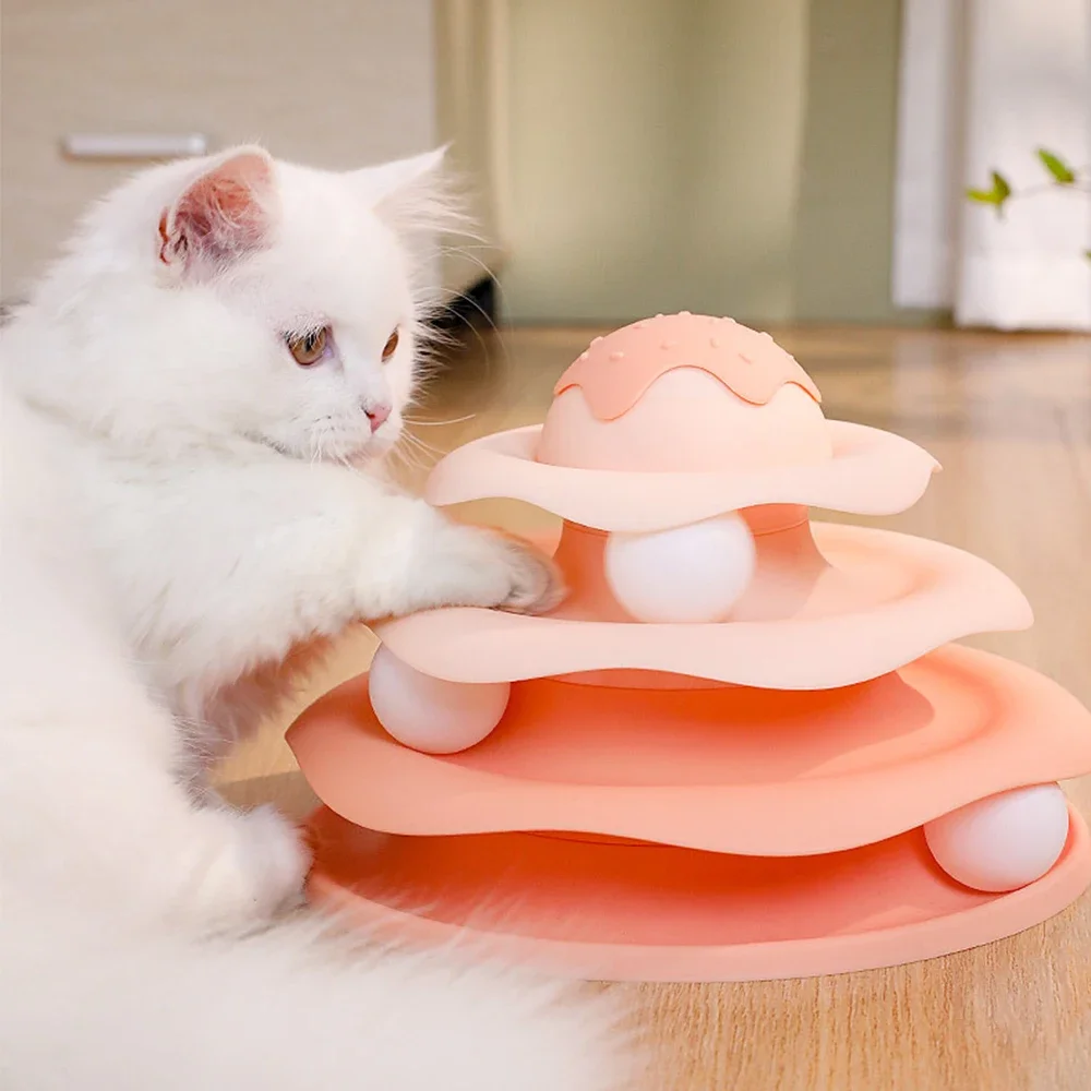 Pet Cat Toy Four-layer Ball Cat Turntable Cat Interactive Educational Track Toy Cat Space Tower Play Plate