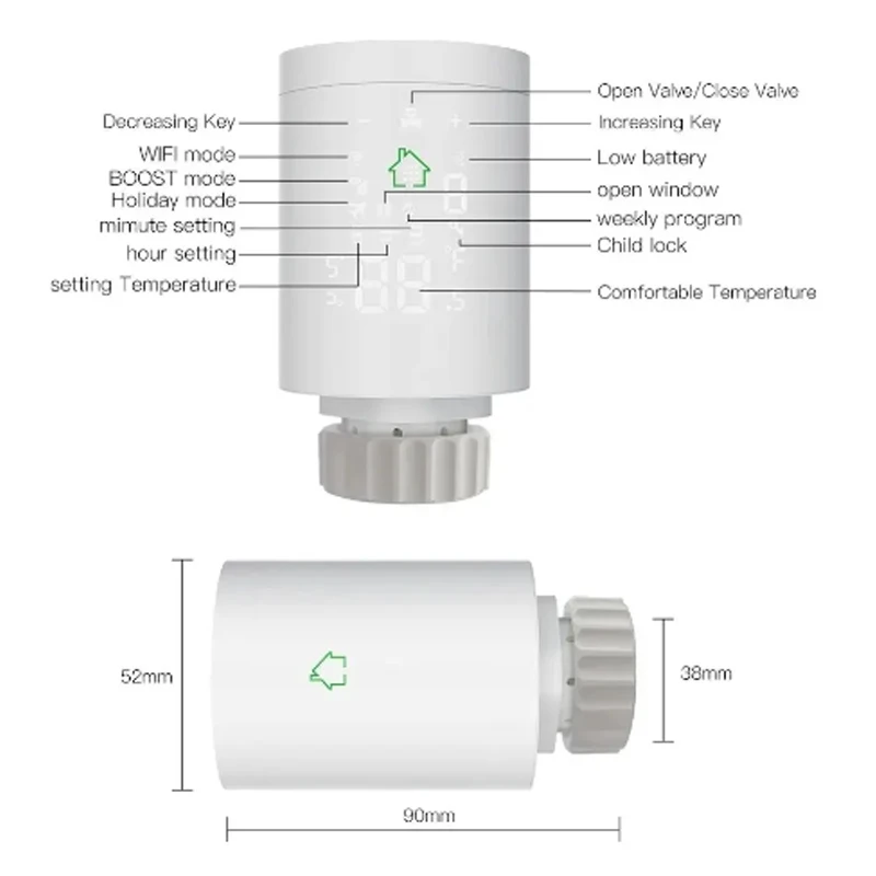 Hot Sell Tuya ZigBee3.0 TRV Thermostat Thermostatic Radiator Valve Home Heating Radiator Temperature Controller Voice Control