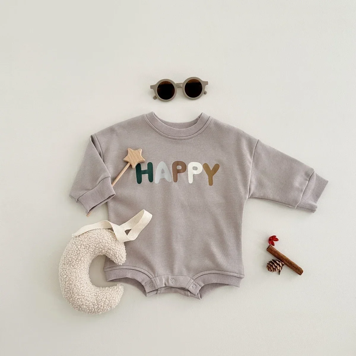 Newborn Baby Clothes Boy Girl Romper Long Sleeve Cotton Letter Print Crew Neck Soft Casual Bodysuit Infant Spring Autumn 0-2Y