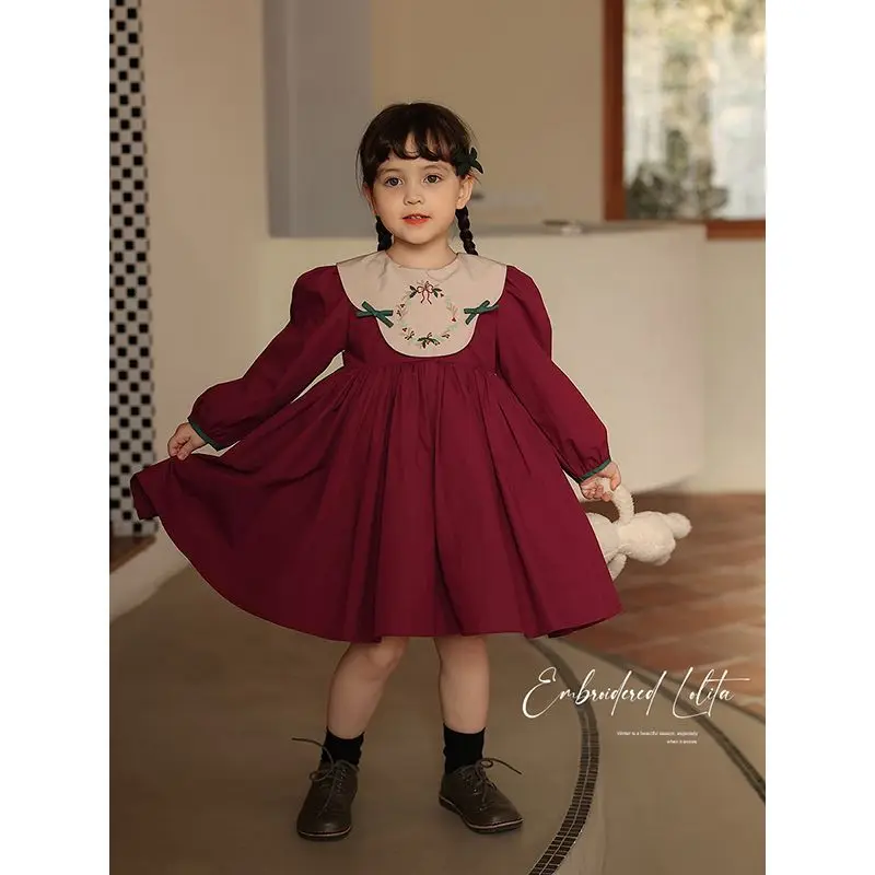 Lolita Style Baby Girl Dress Vintage Spring Autumn Long Sleeve Kids Girls Princess Dress Birthday Party Christmas Dress