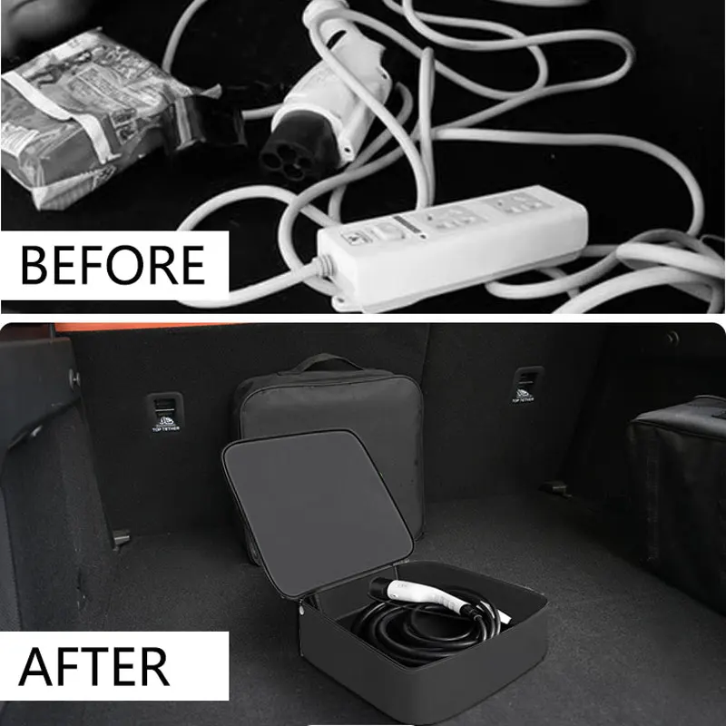 EV Cable Organizer Bag Large Capacity Waterproof Electric Car Charger Case Jumper Cable Bag For Cables Cords Hoses