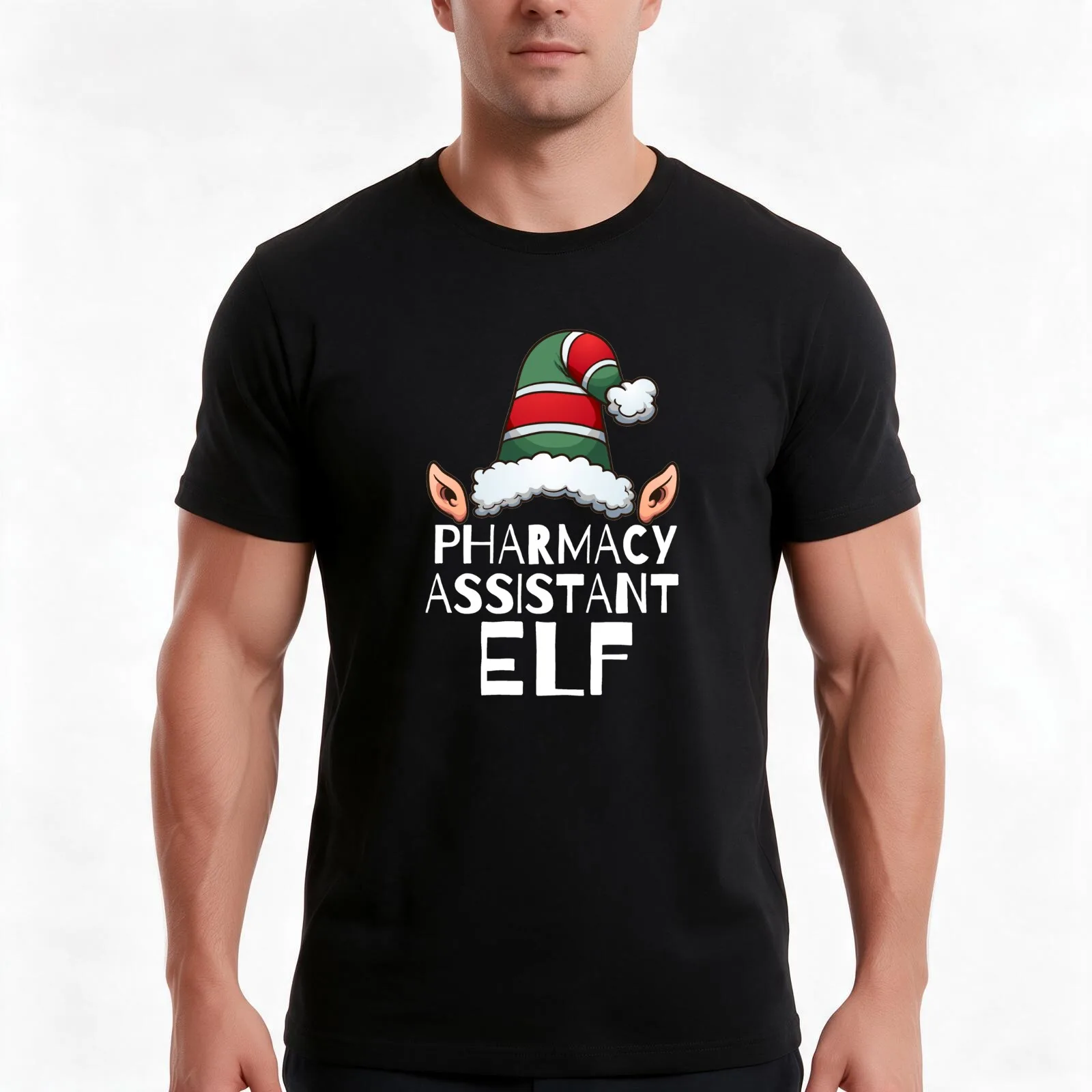 Pharmacy Assistant Elf Christmas Holidays Xmas Elves T-Shirt, Summer Casual Cotton Tee, Oversized Streetwear Tops, 100% Cotton
