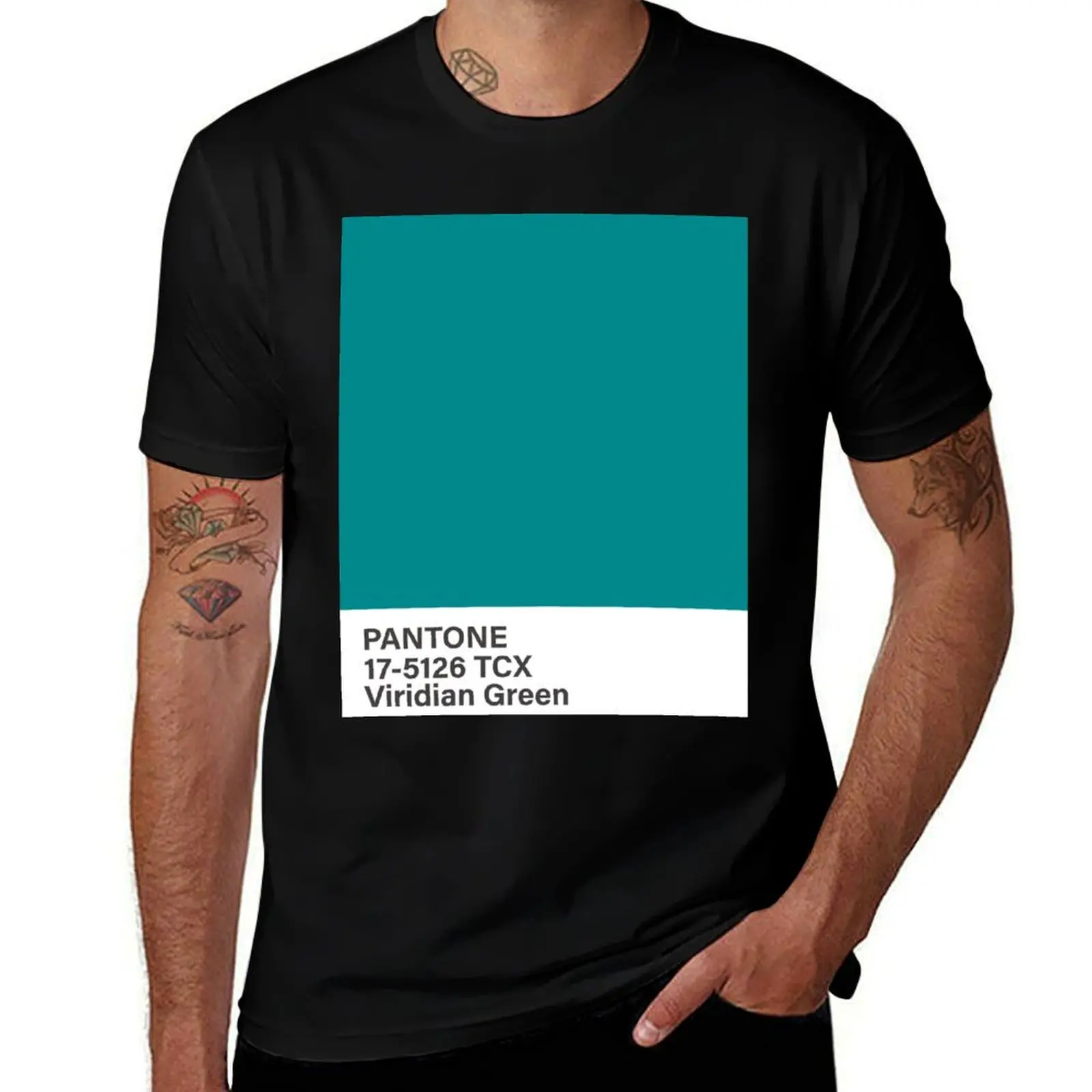 pantone 17-5126 TCX Viridian Green T-Shirt Trendy Pattern for Men T-Shirt