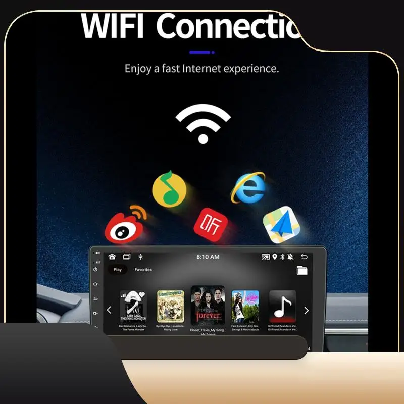 

2 Din Android Car Stereo Wireless Carplay Android Auto, 9 Inch Touchscreen Black Wifi GPS Bluetooth FM RDS 2G+32G-T44C