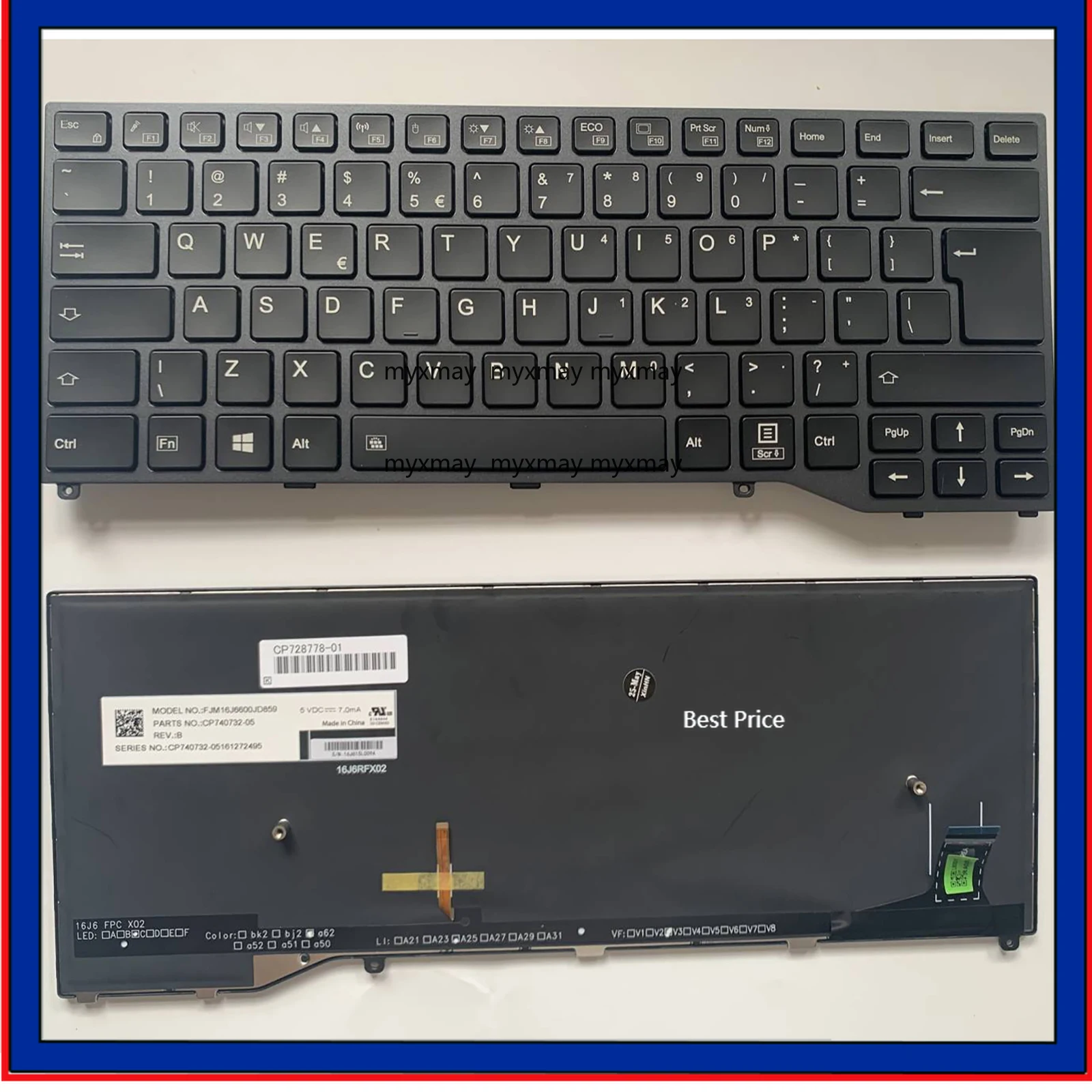 

Клавиатура с подсветкой и раскладкой пользователя для Fujitsu LifeBook U7410 U747 U748 U749 E548 E448 7U14A1 7U14A2, новая