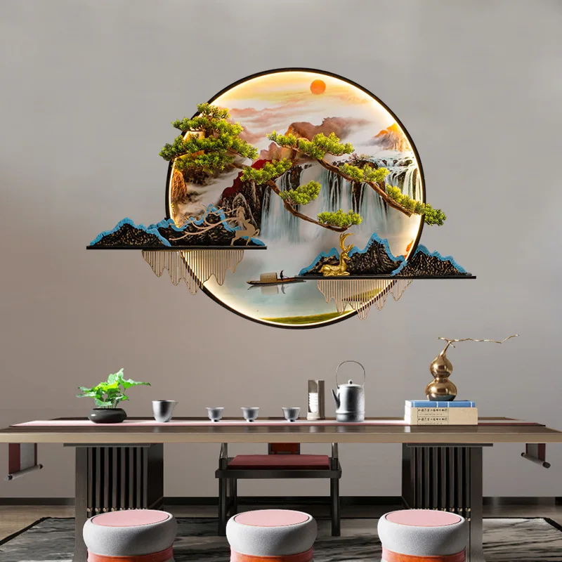 NEW Chinese Tree Style Acrylic Wall Decor With LED Light Wall Art For Living Room Bedroom Office